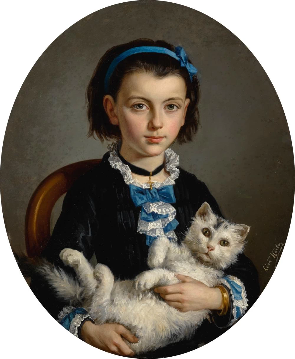 Ragazzina con un nastro blu